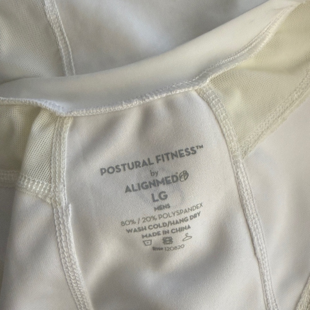 ALIGNMED Men’s White Postural Fitness Short Sleeve Zip-Up Top L - Picture 10 of 11